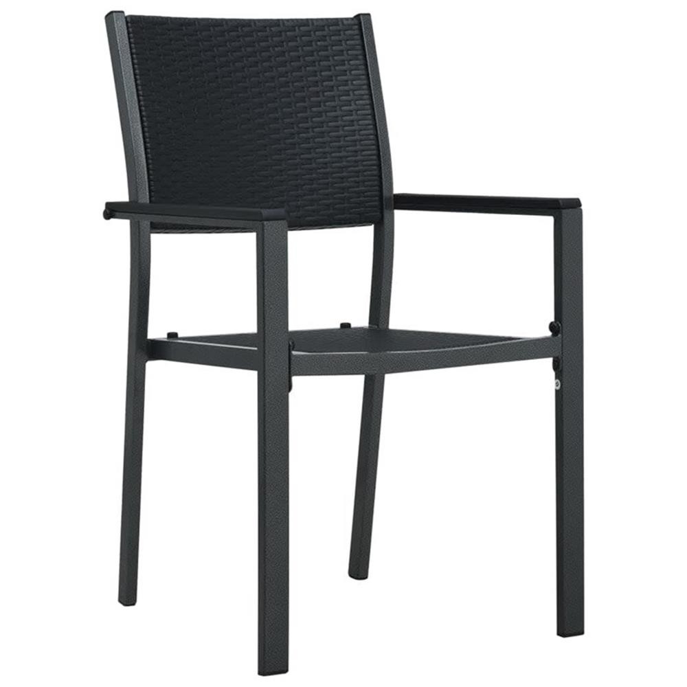 Bowery Hill Contemporary Powder-Coated Steel Garden Dining Set in Black