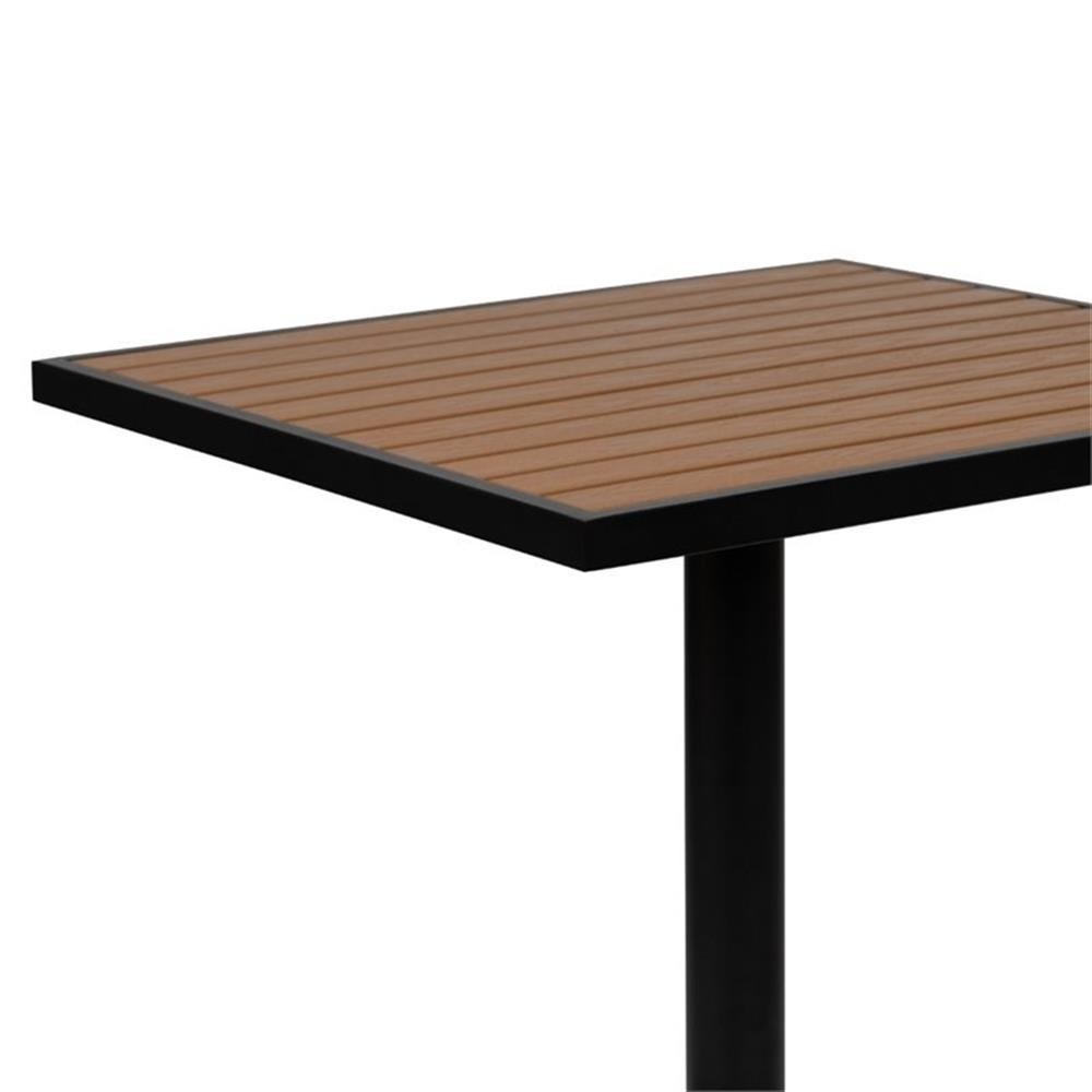 Flash Furniture 30″ Square Patio Dining Table with Poly Slats in Faux Teak