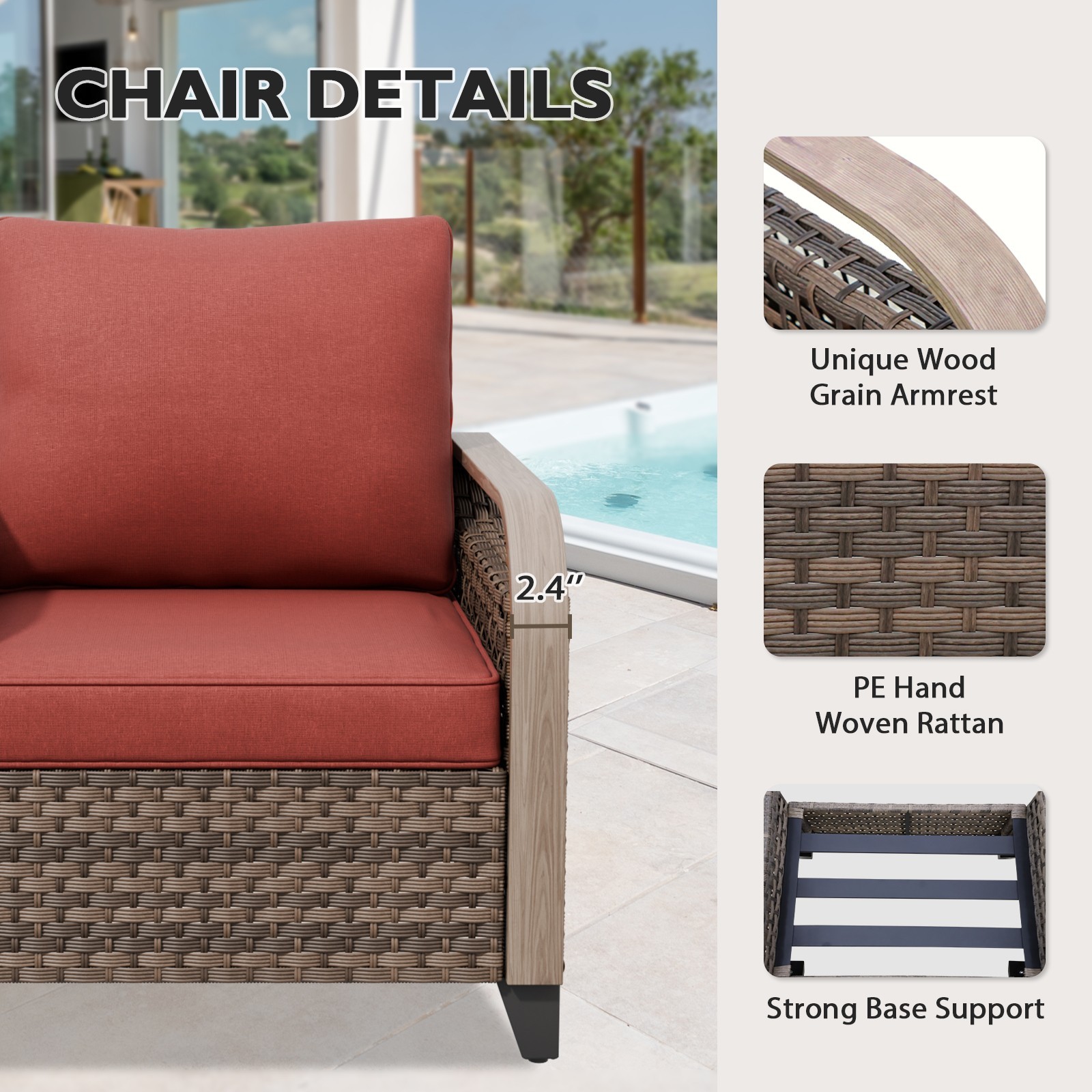 EAGLE PEAK 6 Piece Wicker Outdoor Patio Furniture Set