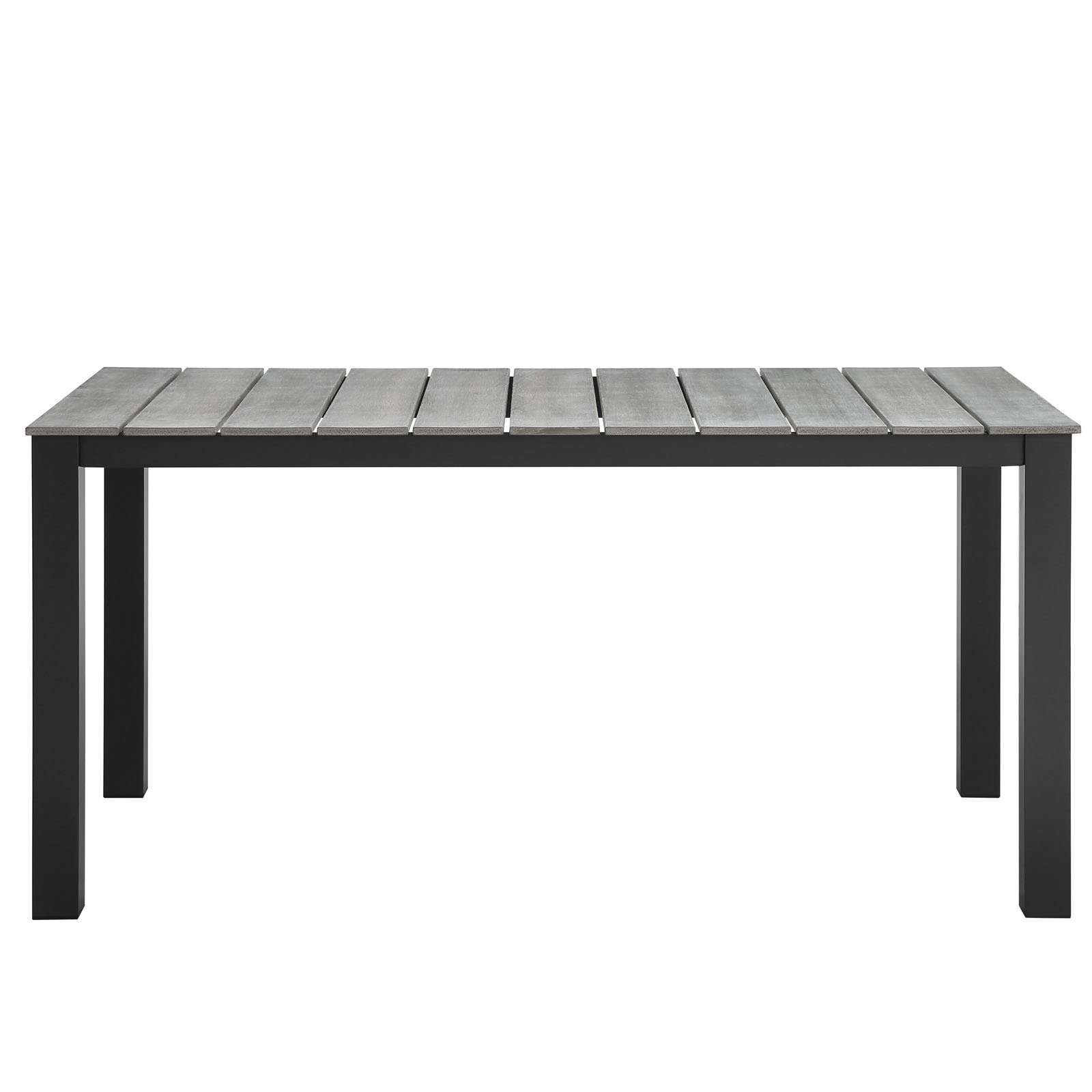 Modway Maine 63″ Modern Aluminum Patio Dining Table in Brown/Gray