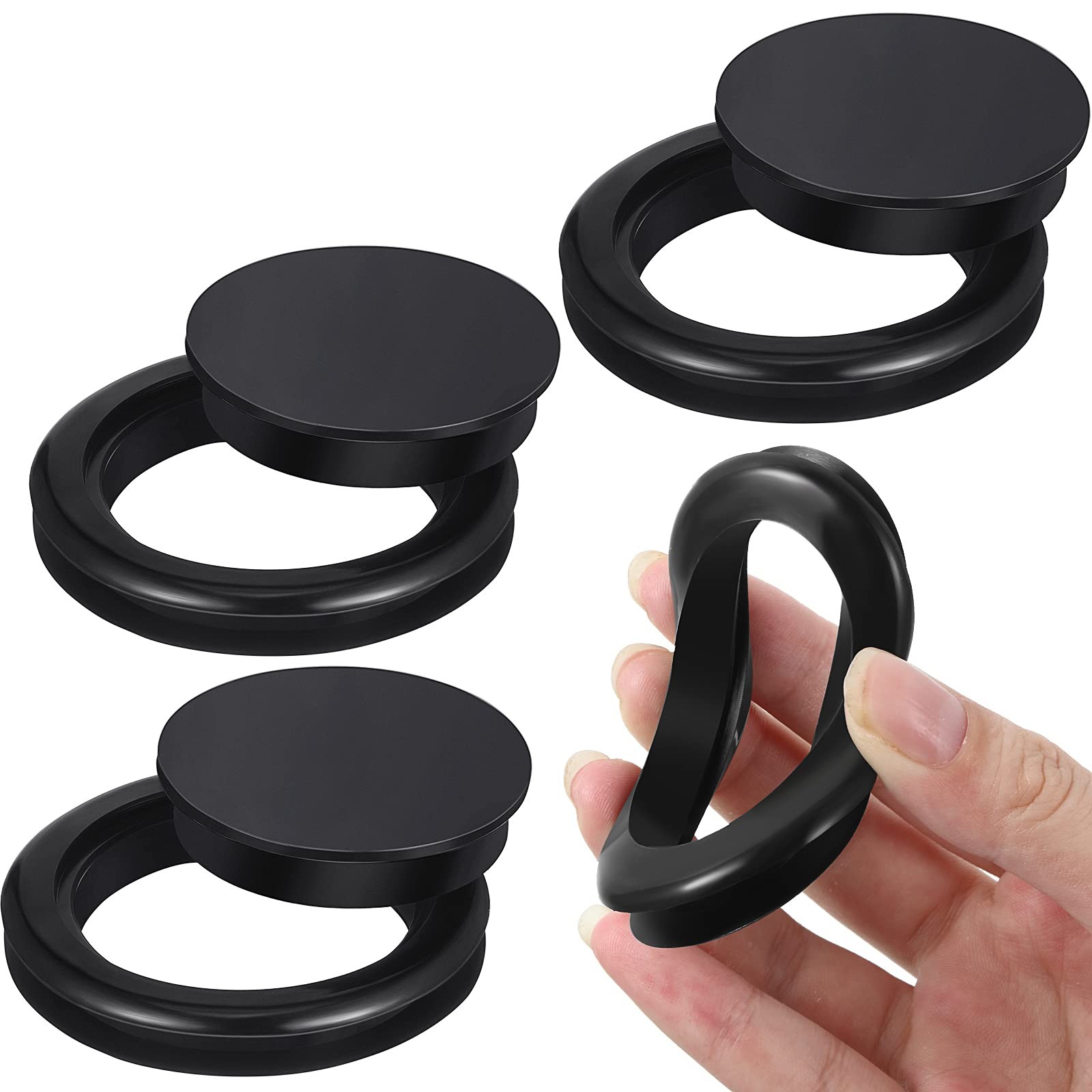 Silicone Umbrella Hole Ring Plug Cap Set 2 Inch Black Patio Deck Outdoor Table