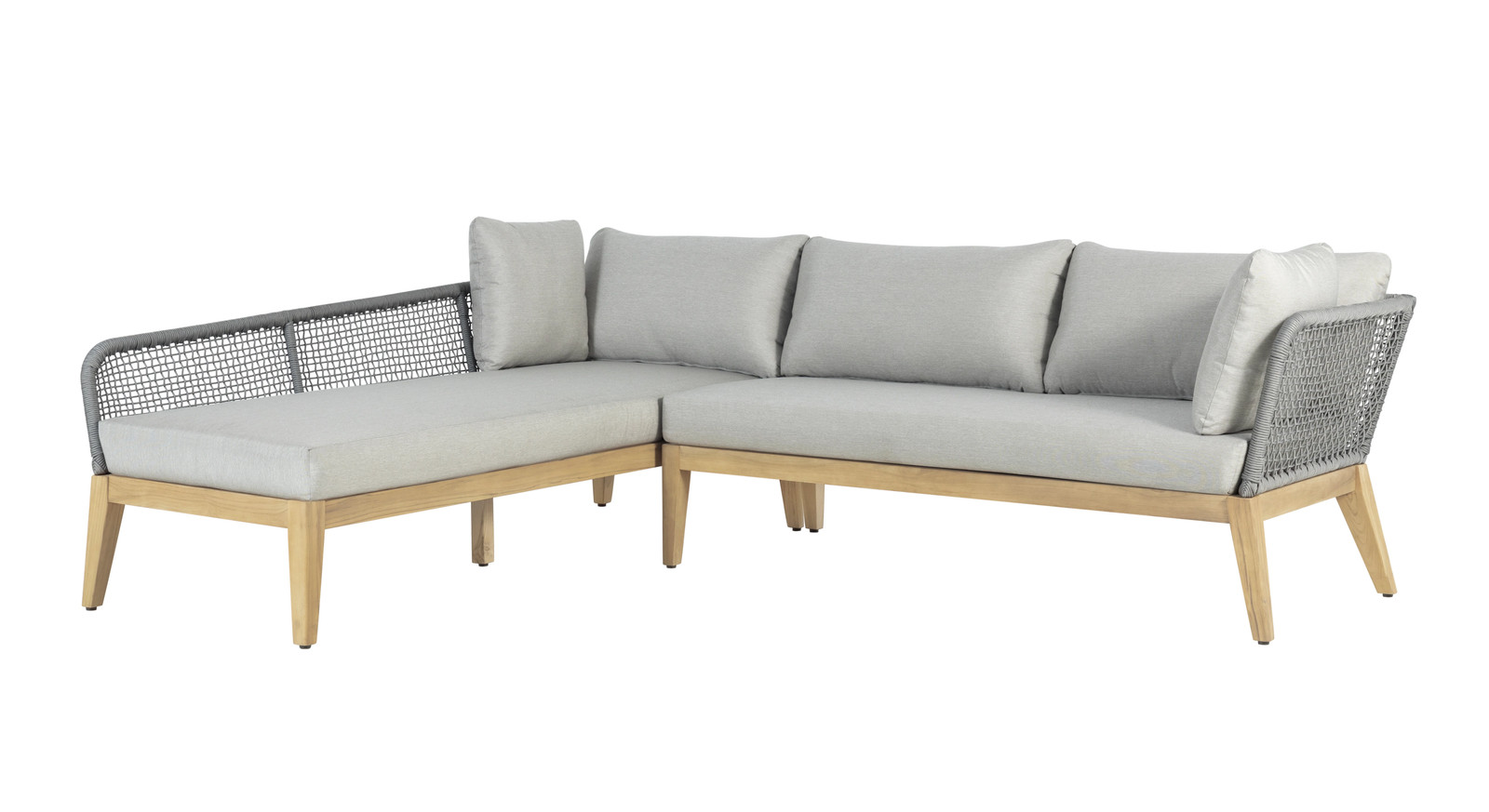Cypress Teak Wood 2-piece Left Arm Chaise Outdoor Sectional – Gray Chaise