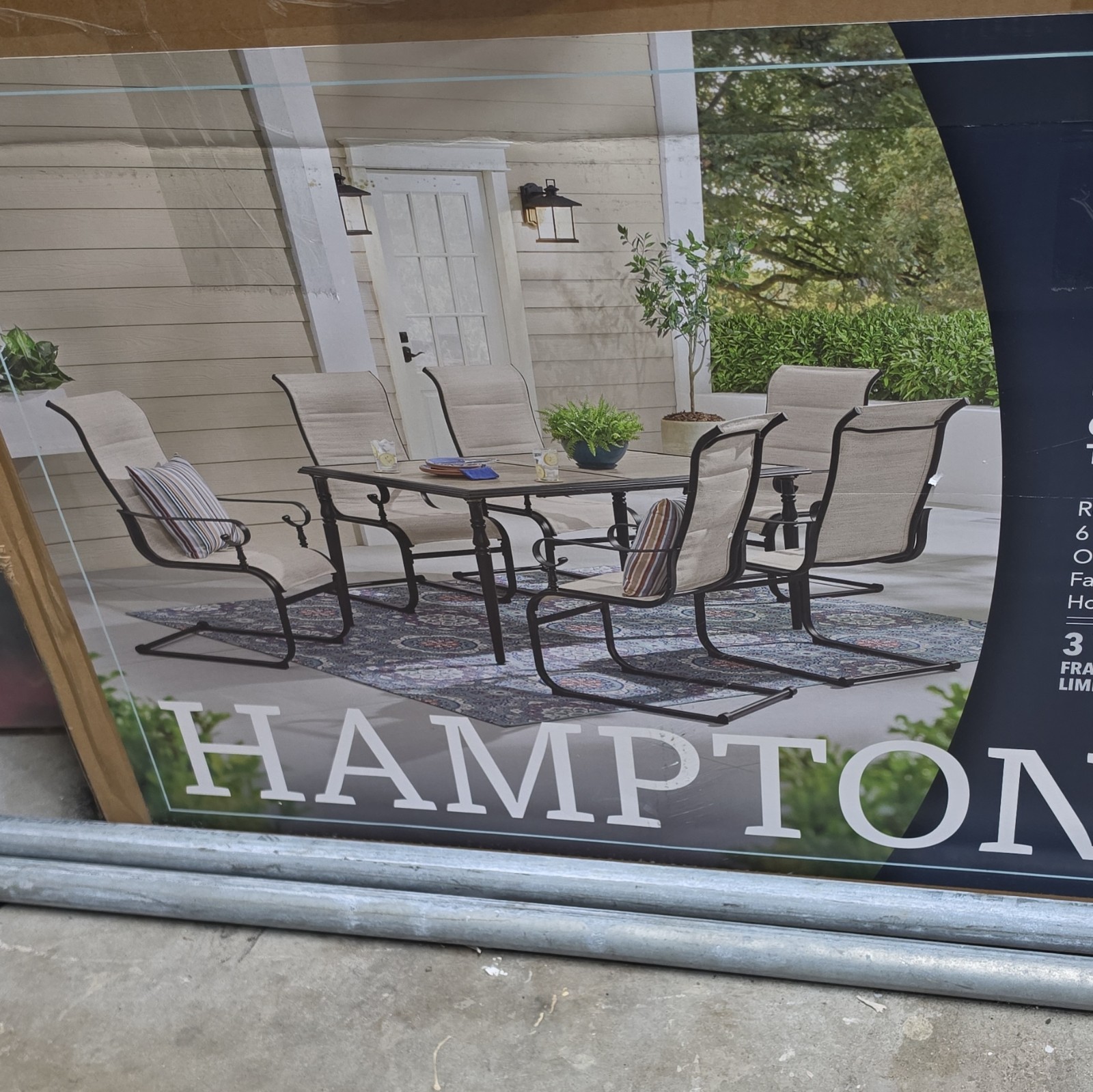 Hampton Bay 6-Piece Patio Dining Set, Rectangle Table, Black/Beige