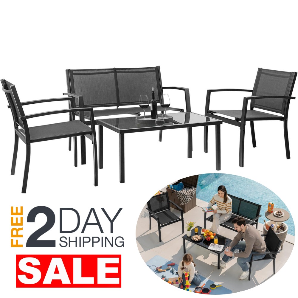 Outdoor Table and Chairs Set of 4 Patio Furniture Modern For Outside Clearance
