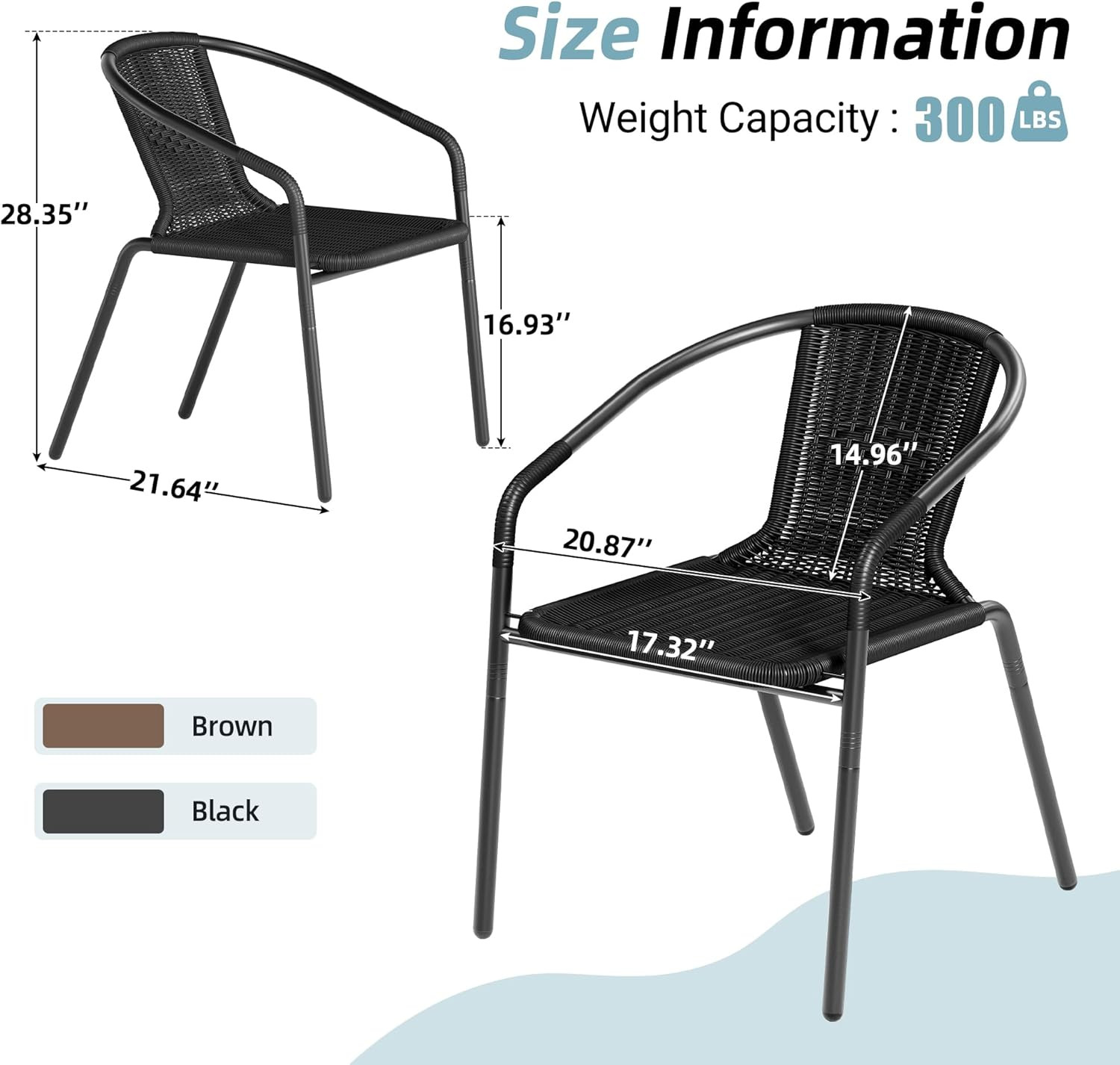 Outdoor Dining Chairs Set of 4, Stackable Patio Chairs, Rattan Wicker Patio Chai