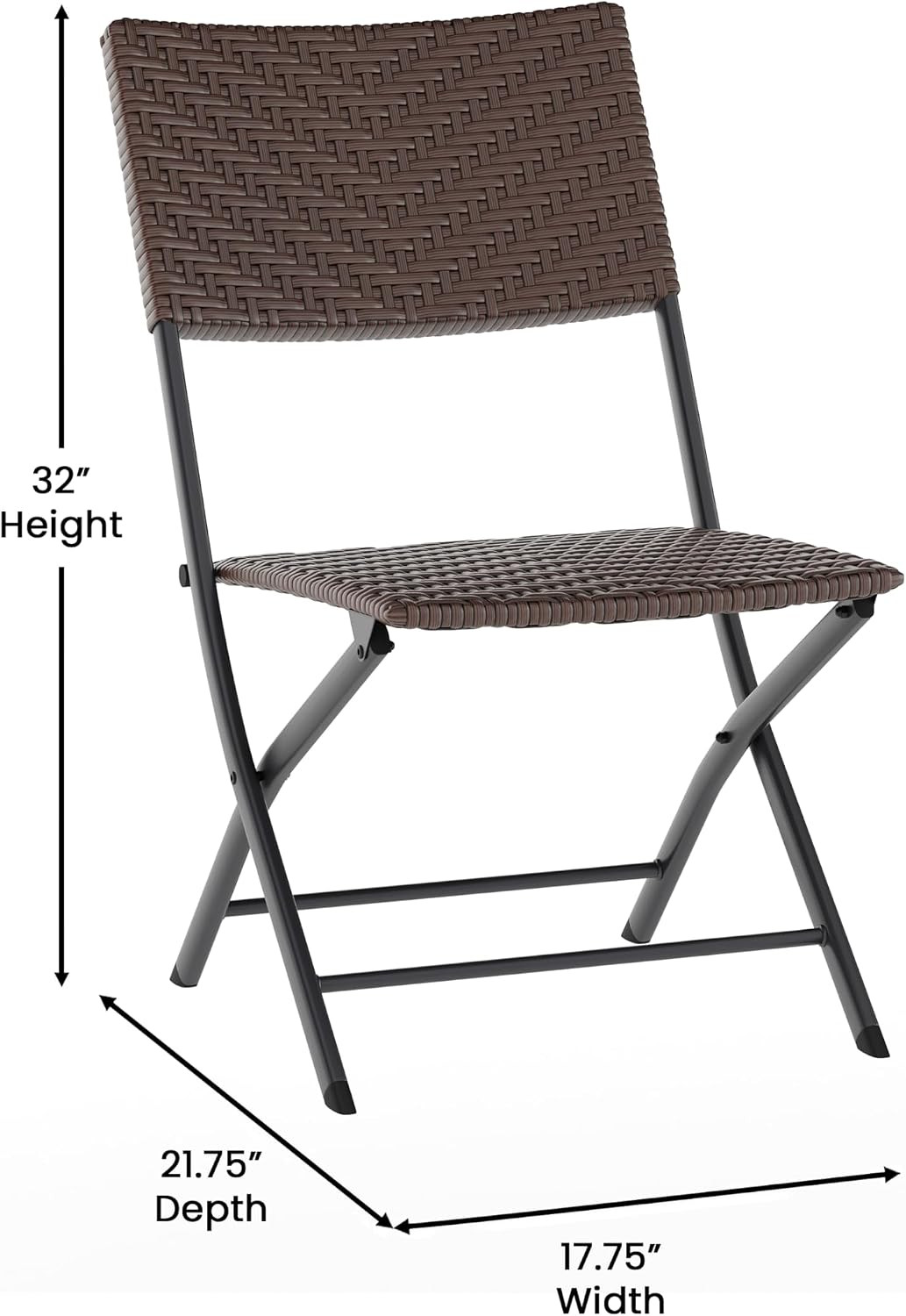 Rouen Commercial Grade Folding Bistro Set, Indoor/Outdoor PE Rattan Table Top, B