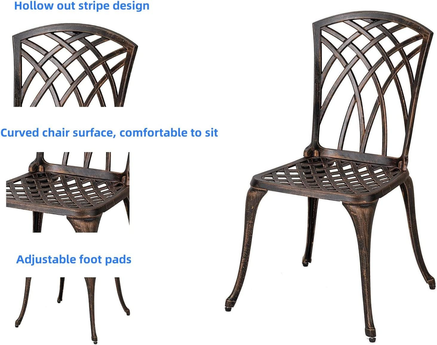 Elegant 3-Piece Bistro Set with Umbrella Hole – Cast Aluminum Patio Furniture