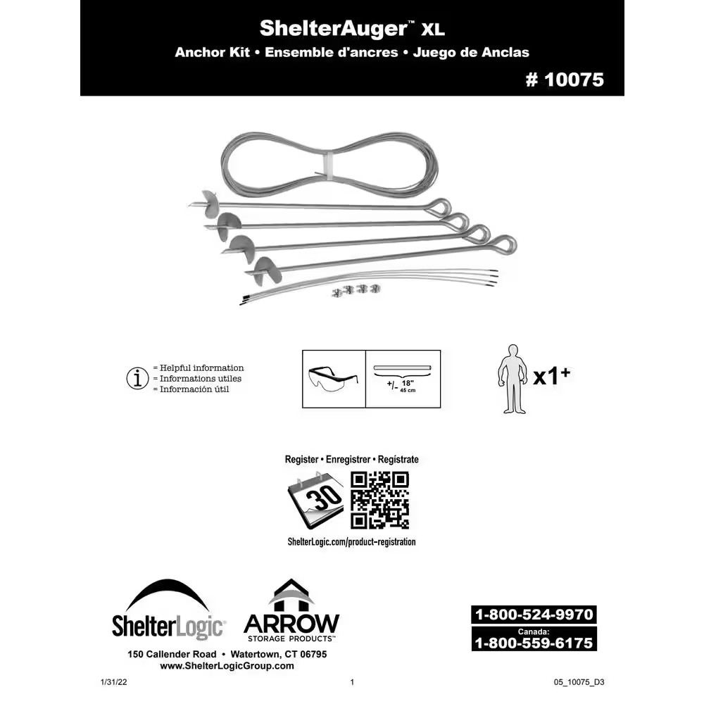 30 In. Earth Anchor Set (4-Piece) W/ Heavy-Duty, Corrosion-Resistant Steel Const