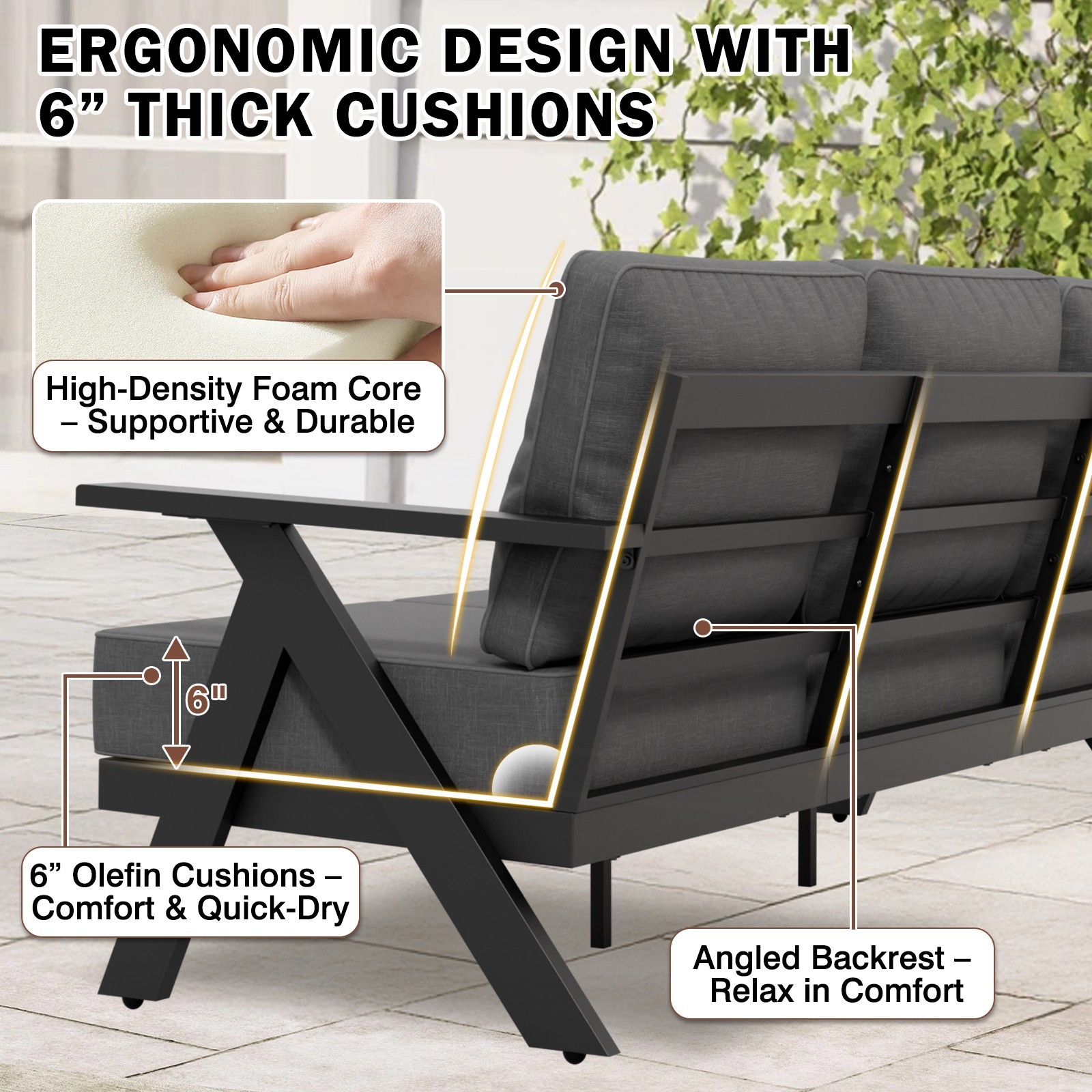 EAGLE PEAK 2 Piece Modern Outdoor Furniture Set Metal Patio Furniture Set