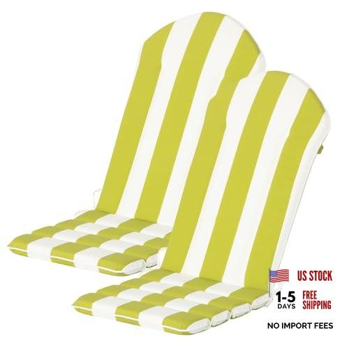 Set of 2 Adirondack Chair Cushions 20×50 – 1000+ Hours – Green and White Stripes