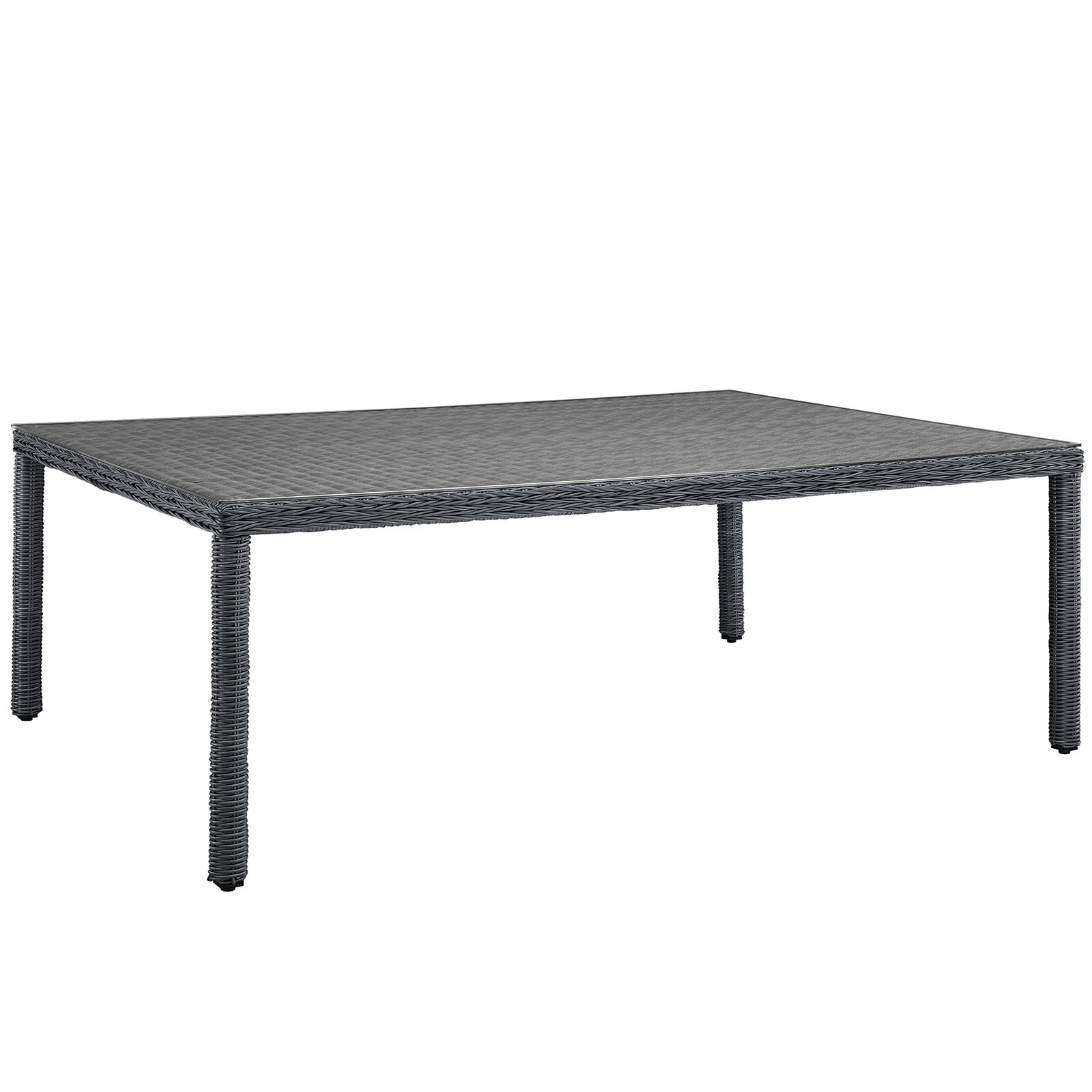 Modway Summon Wicker Rattan Outdoor Patio 90″ Rectangle Dining Table in Gray