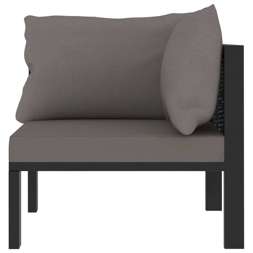 Corner Sofa Anthracite Poly rattan, aluminum, fabric (100% polyester)
