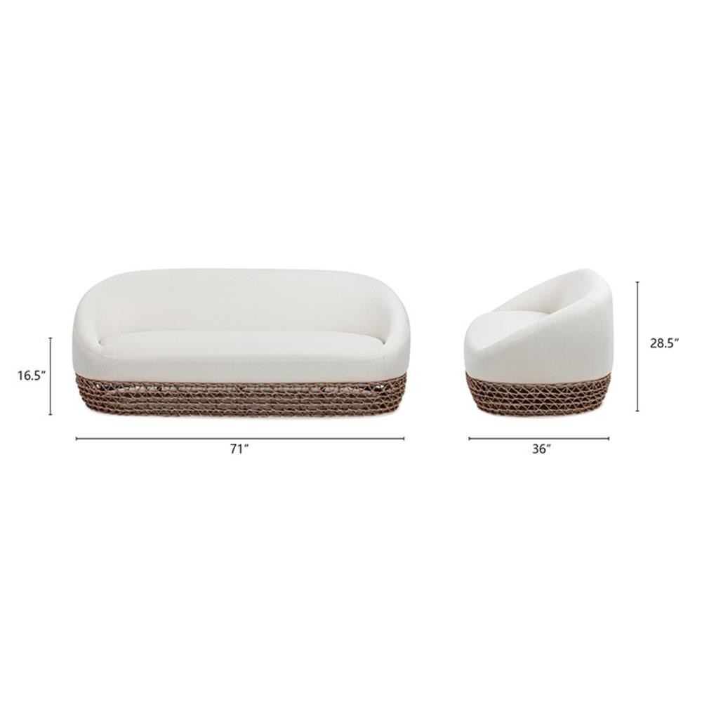 Pemberly Row 71″ Upholstered Woven Patio Deep Seating Sofa in Beige