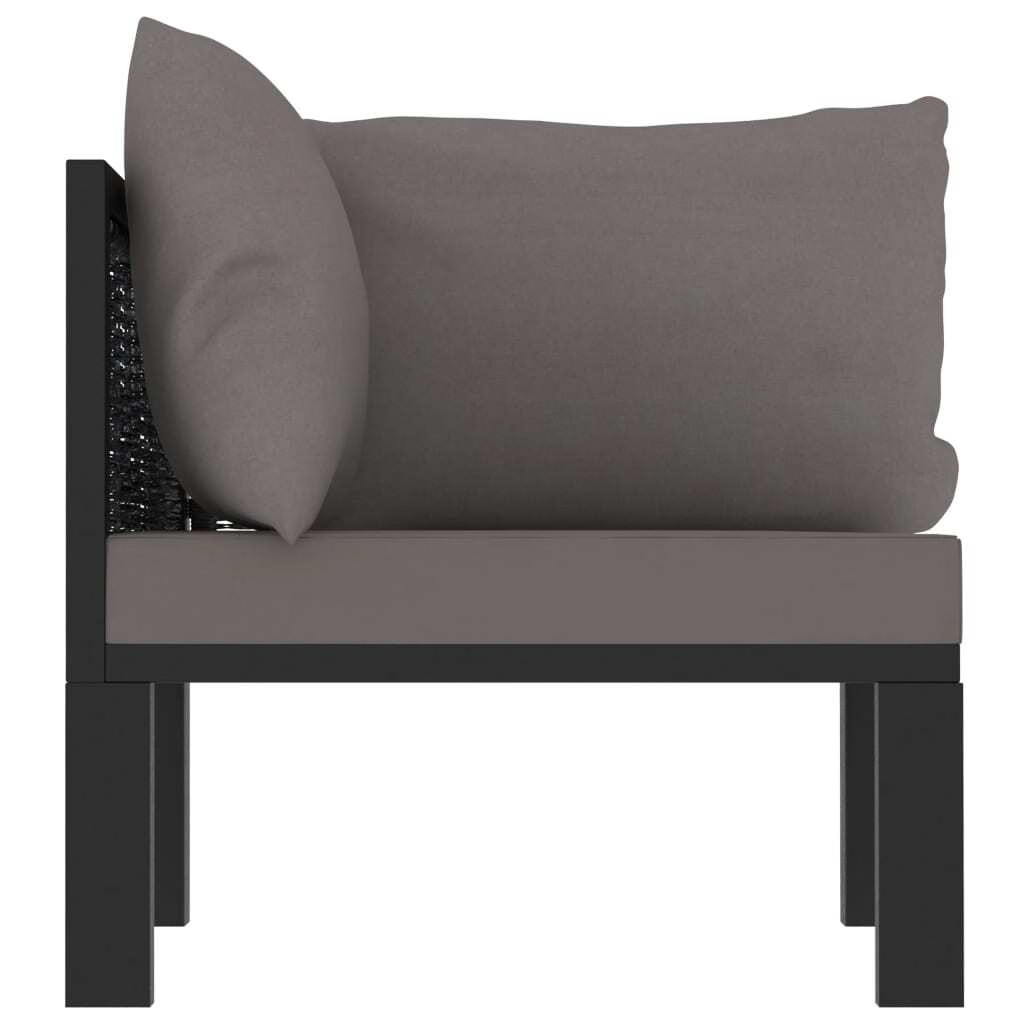 Corner Sofa Anthracite Poly rattan, aluminum, fabric (100% polyester)