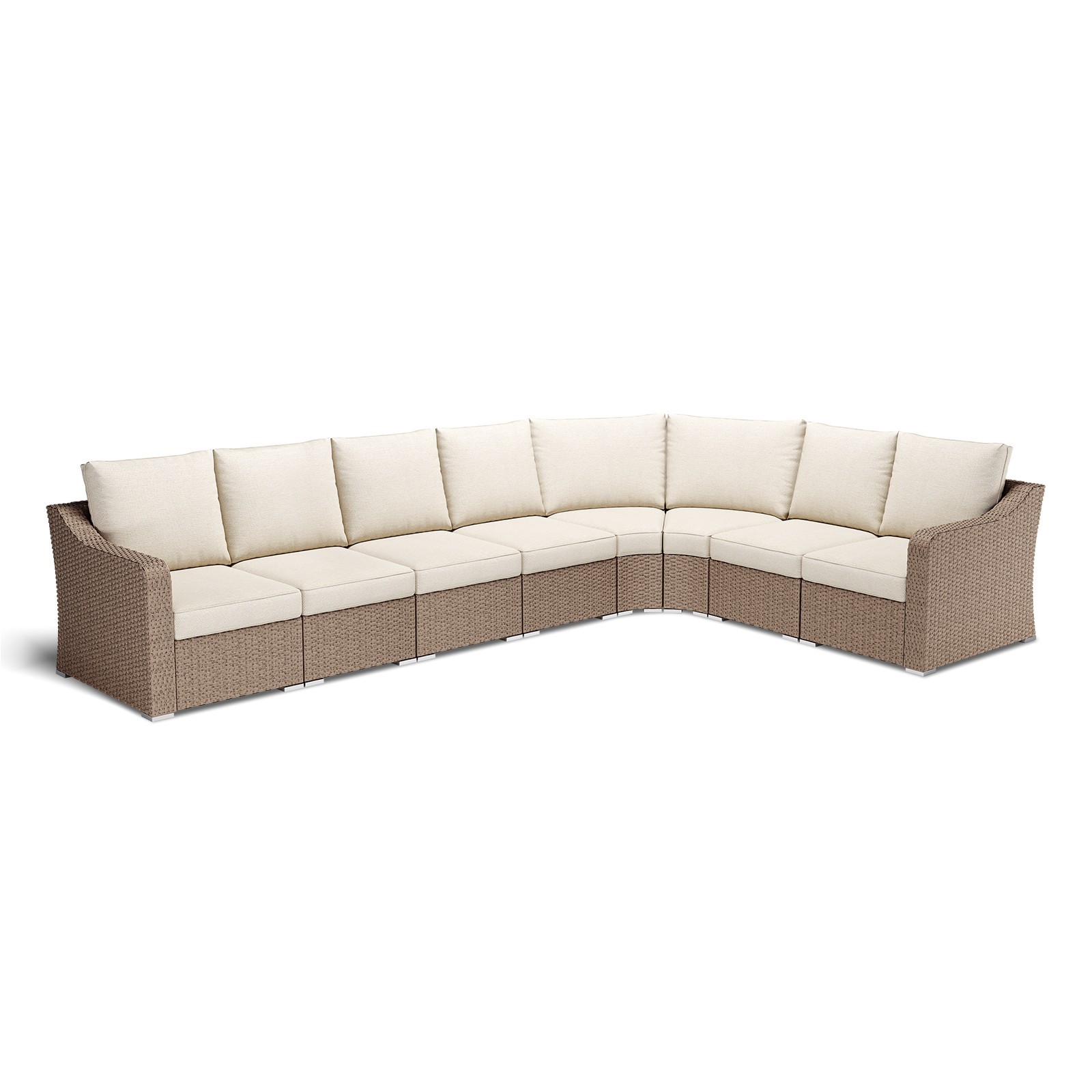L-Shaped Patio Furniture Set Modular Sectional Wicker Sofa w/ Cushions, 8 PCS