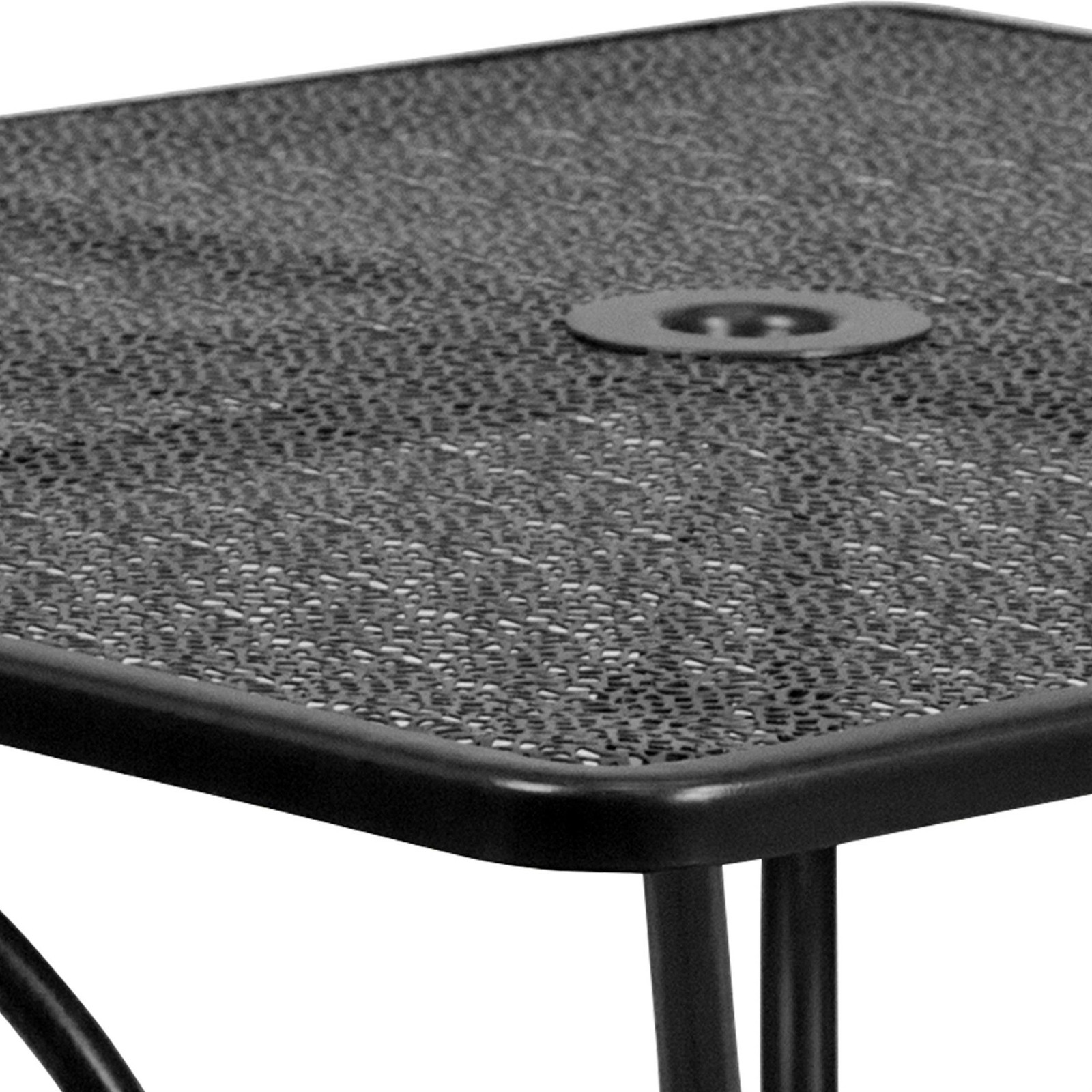Bowery Hill 5 Piece 36″ Square Steel Flower Print Patio Dining Set in Black