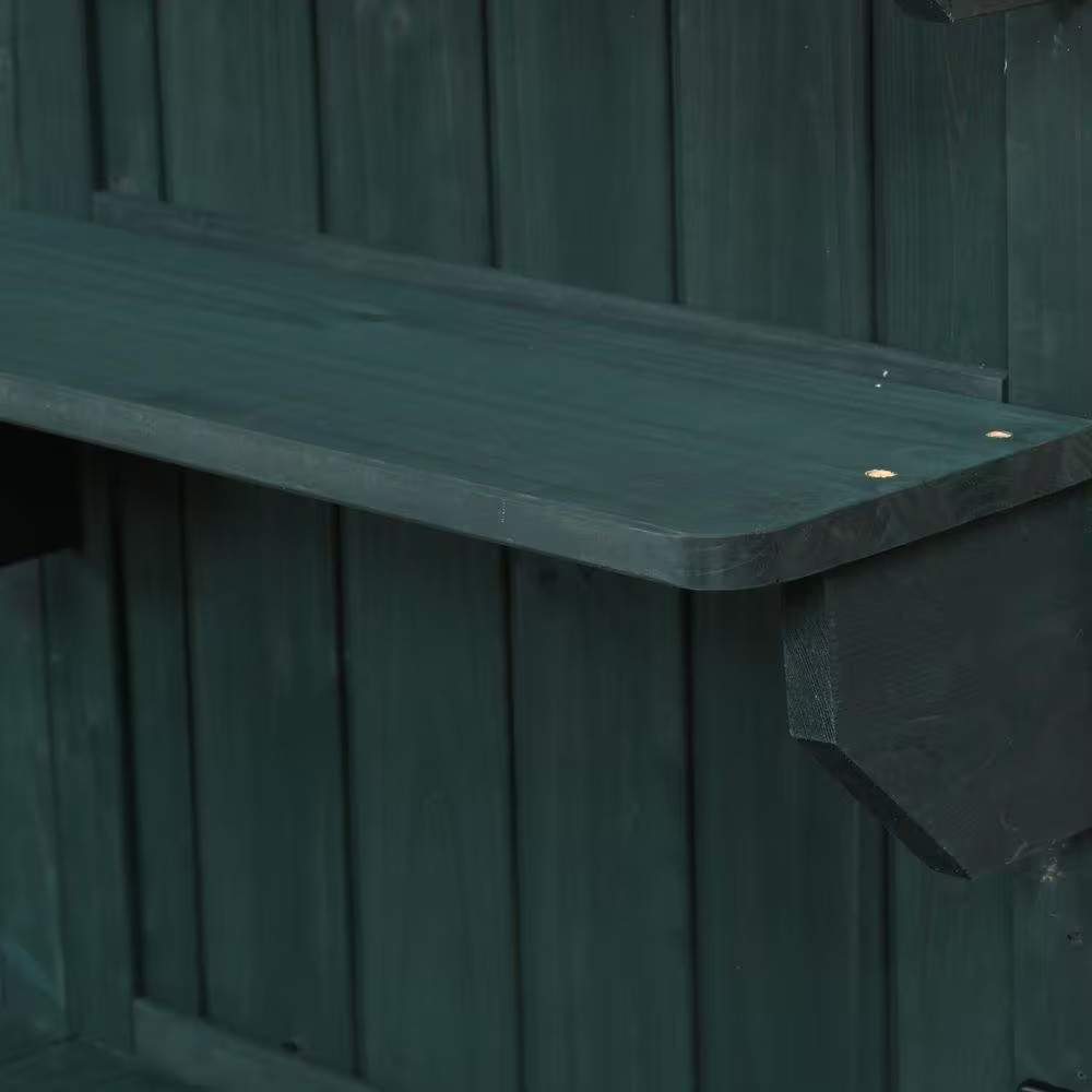 50 In. Outdoor Farmhouse Fir Wood Garden Potting Bench Table with Cabinet and Op