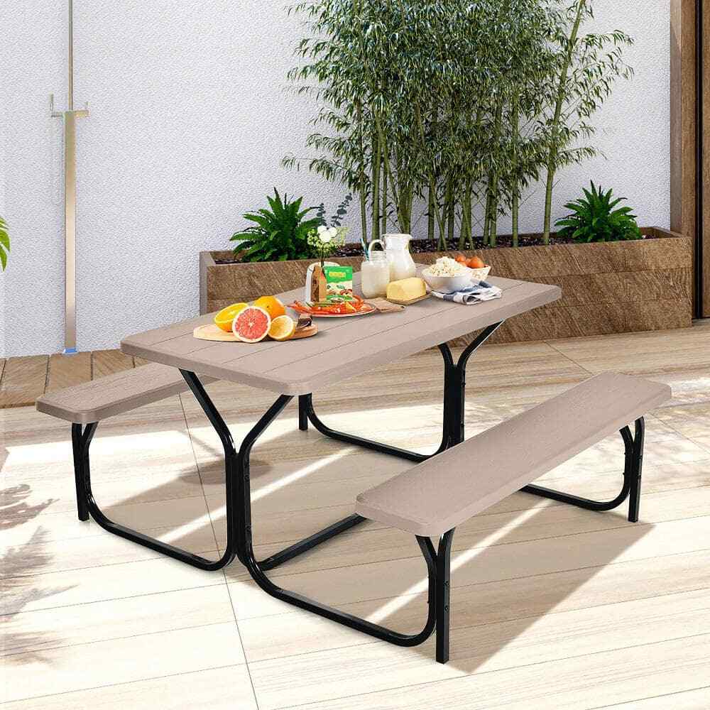 Metal Picnic Table Bench Set Outdoor Patio Garden Camping Dining 4-Seater