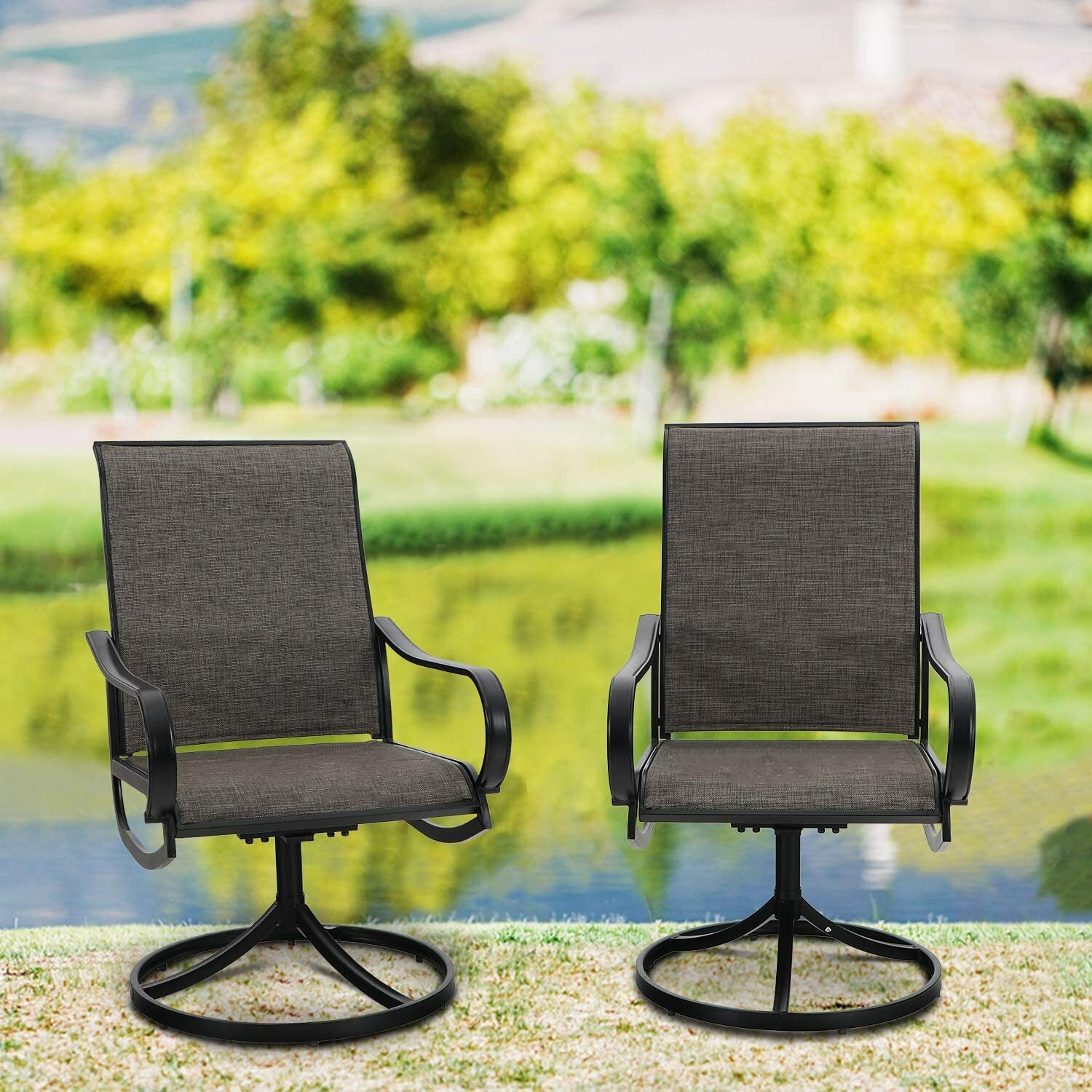 Patio Table Chairs Sets Outdoor Rocker Swivel Dining Chair Square Table Set of 5