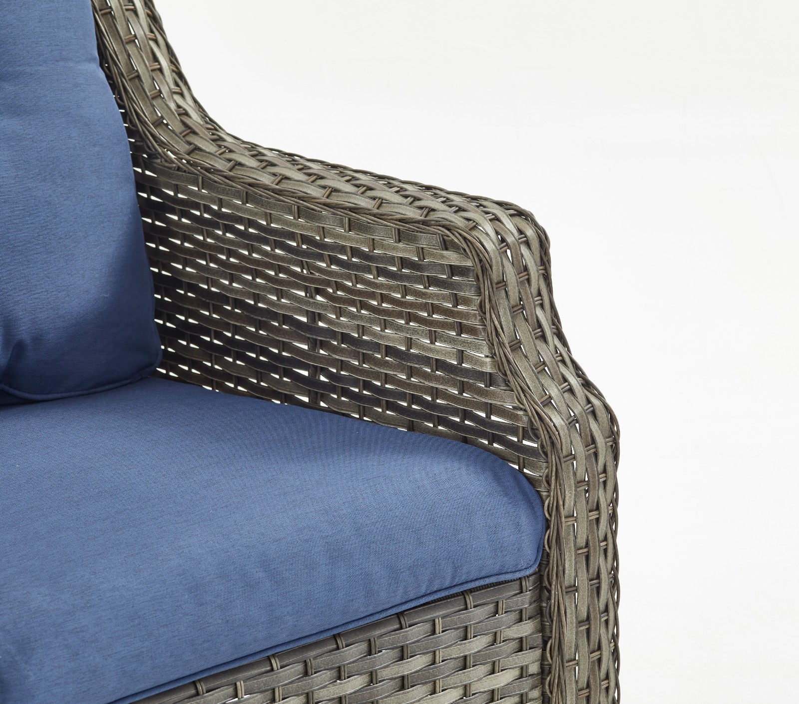3-Piece Patio Conversation Set, Brown Wicker Sofa with Swivel Chairs & Ottomans