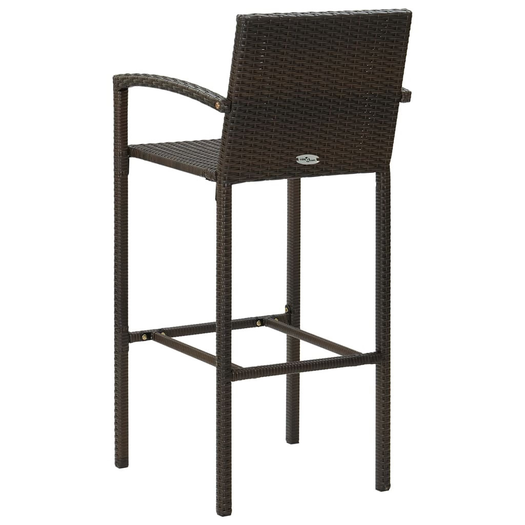 Bar Stool Set of 4 Brown PE rattan, powder-coated steel Medium