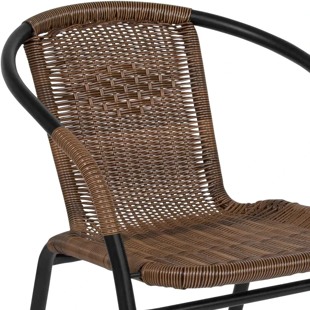 Stackable Patio Chairs Set 2 Outdoor Dining Porch Garden Brown Rattan Bistro New