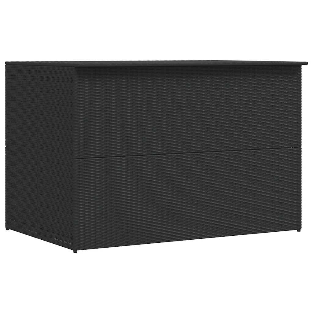 vidaXL Outdoor Patio Storage Box, Weather- Black Poly Rattan Chest, with Inbuilt
