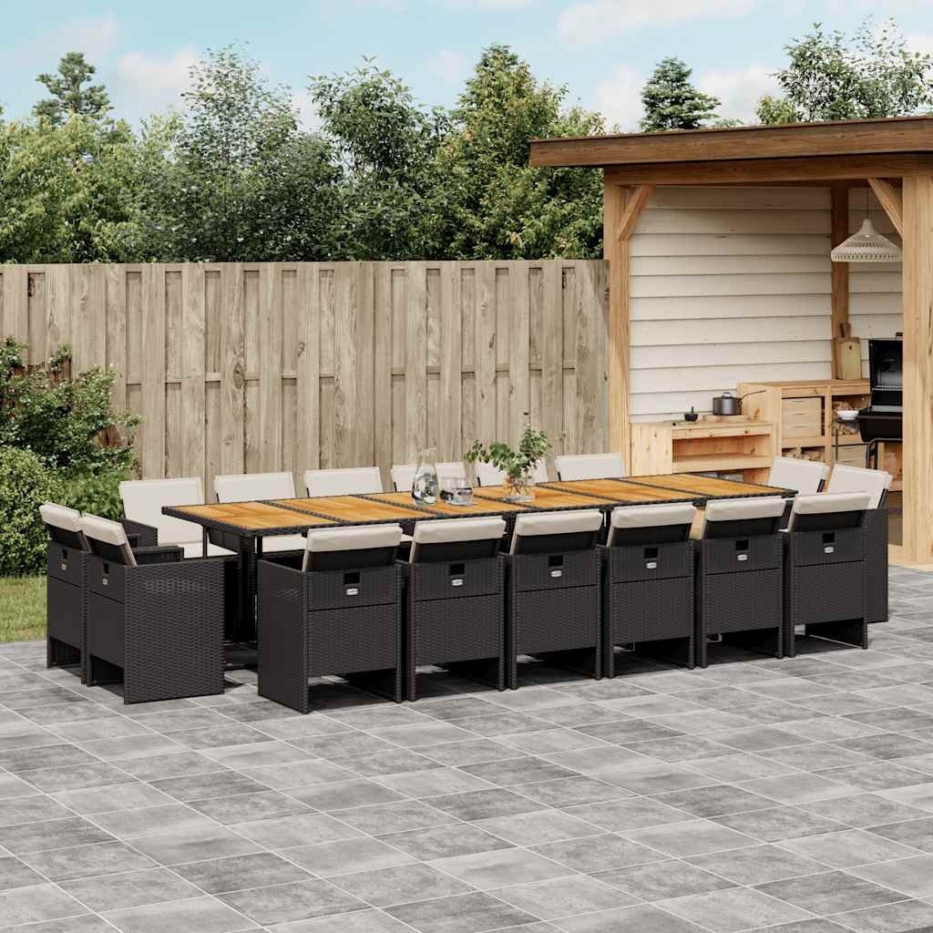 Garden Dining Set Black and Brown vidaXL