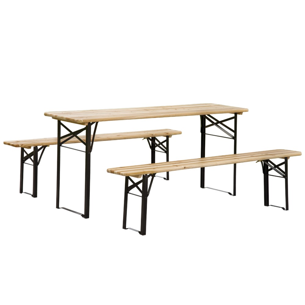6′ Portable Picnic Table&Bench Set,Outdoor Wood Folding Camping Dining Table Set