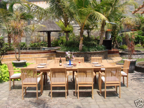 Lua 7pc A-Grade Teak Dining 94 Mas Rectangle Table Stacking Arm Chair Patio Set