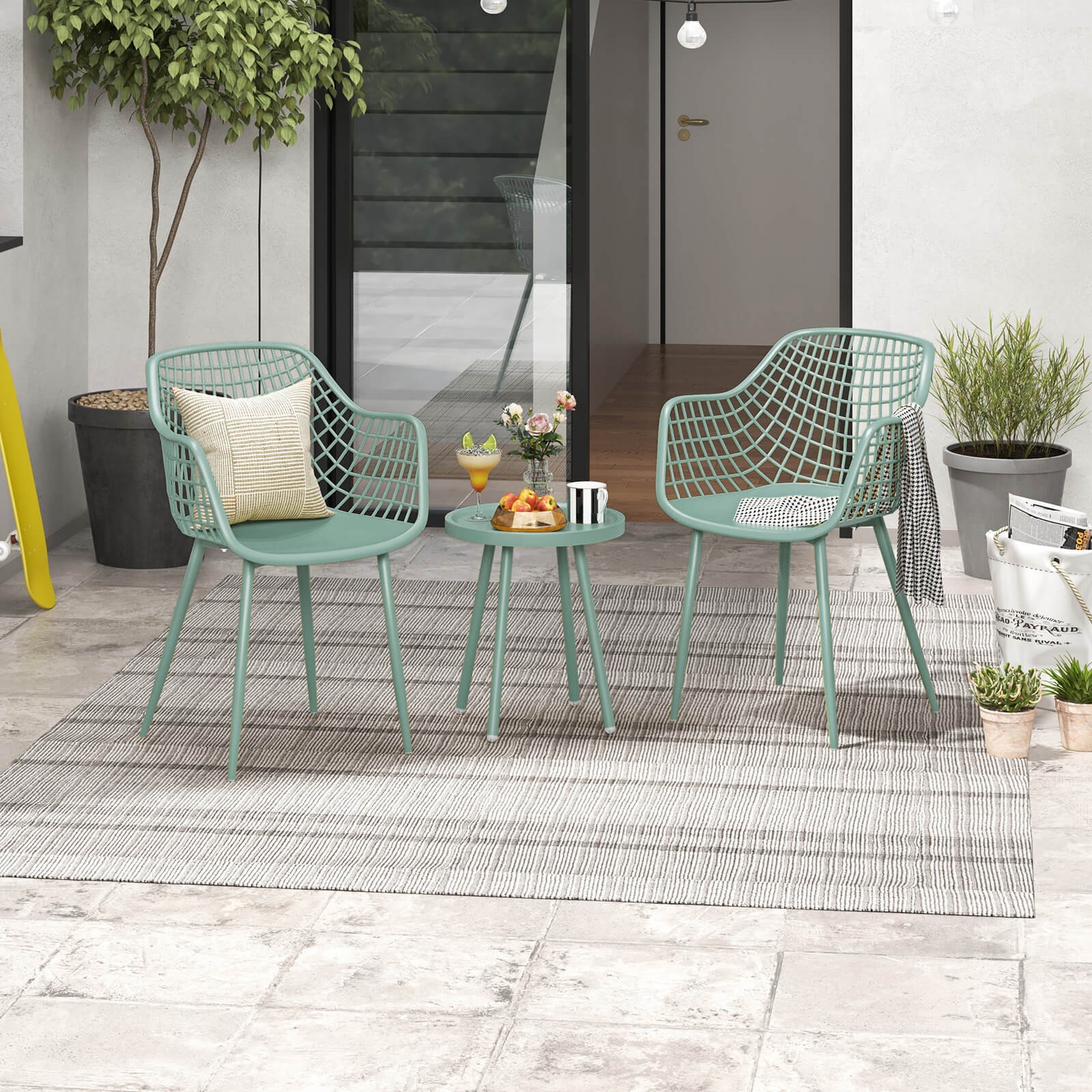 3 Piece Patio Bistro Set All Weather Heavy Duty Table and Chairs Set of 2