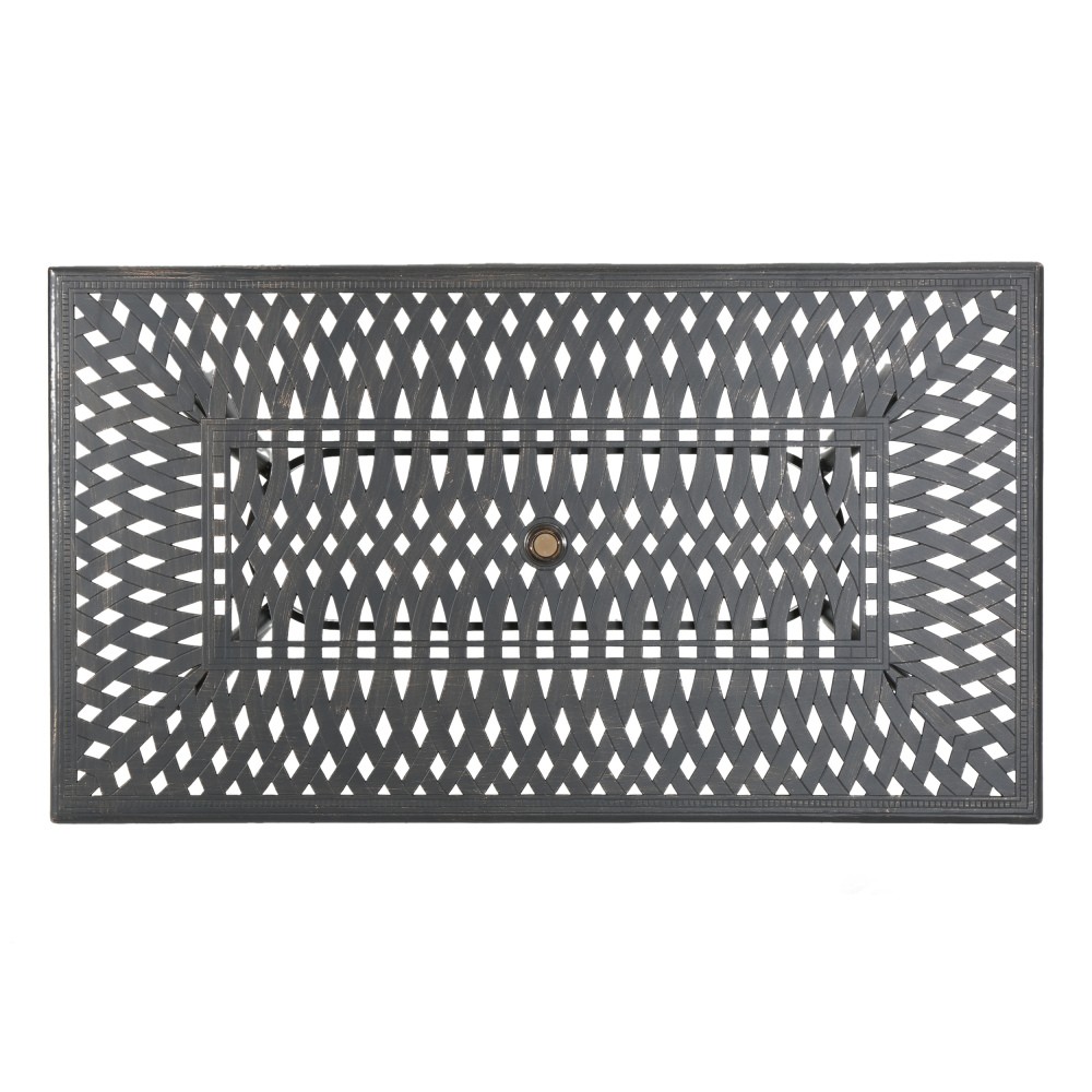 Vintage Rectangular Patio Dining Table, Outdoor Cast Aluminum w/ Copper Finish