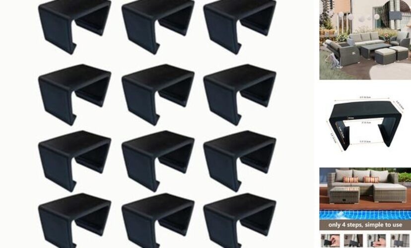 12 Pieces Outdoor Patio Furniture Clips for Wicker Sectional Couch Sofa Black