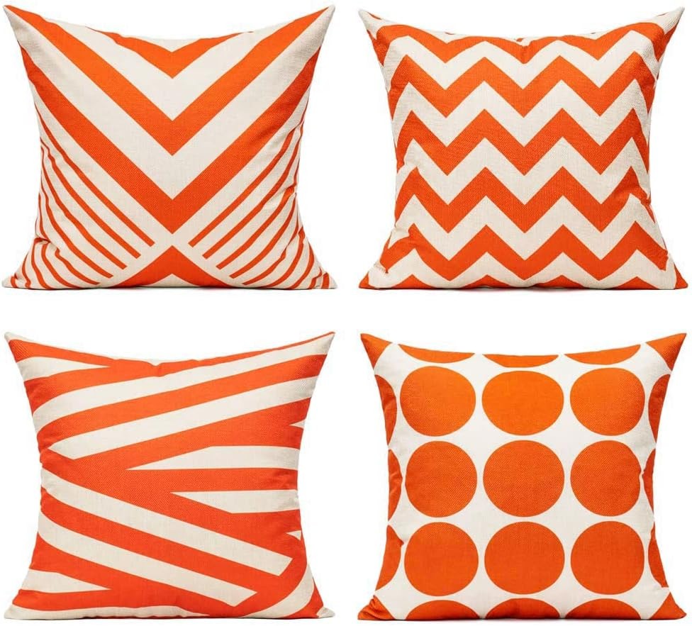 Outdoor Pillow Covers Fall Patio Throw Pillow 17.7″ x 17.7″ (Pack of 4) Orange