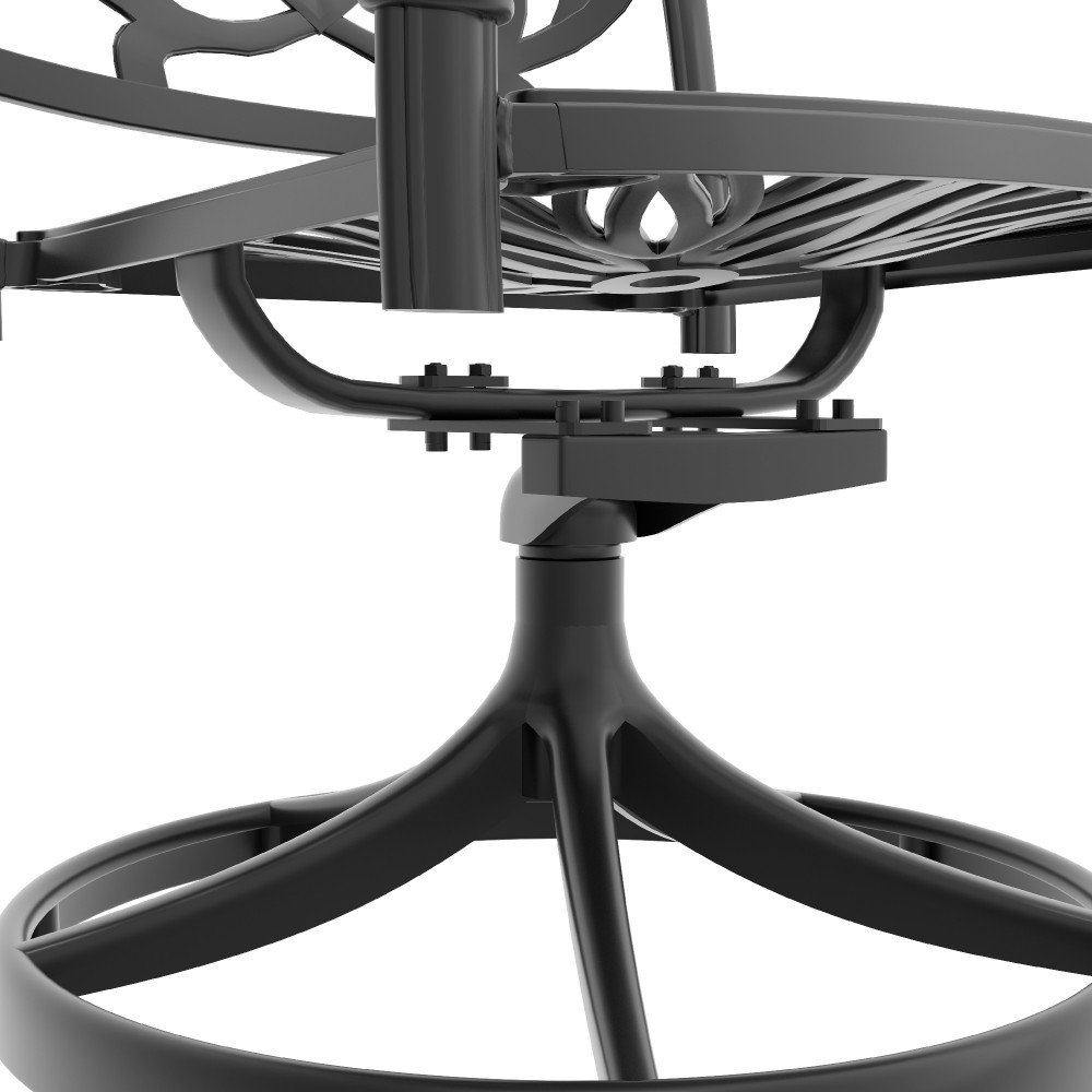 2 Pcs Cast Aluminum Swivel Patio Chairs – Black Frame & Brown Cushions