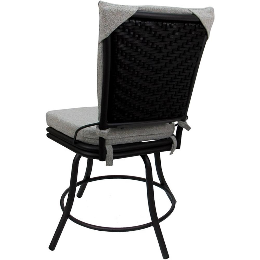 Pemberly Row Patio Dining Set without Arms in White Linen with Black Frame