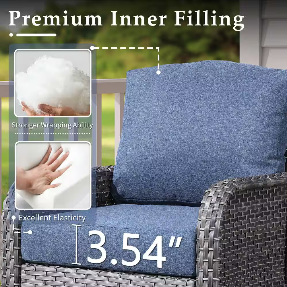 Denali Gray 4-Piece 4-Seat Wicker Modern Outdoor Patio Conversation Sofa Seating