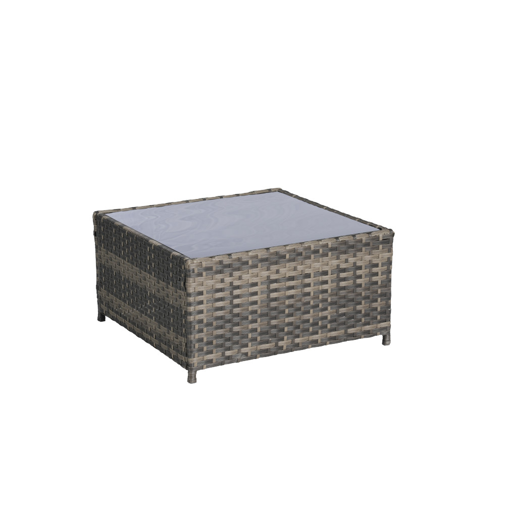 Outdoor Wicker Sectional Sofa Set with Ottoman, Light Gray, Seats 4
