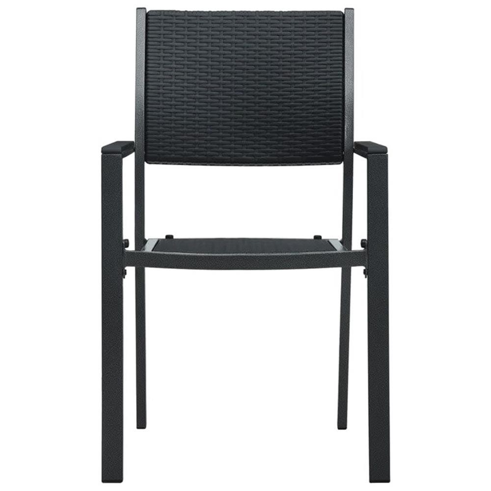 Bowery Hill Contemporary Powder-Coated Steel Garden Dining Set in Black