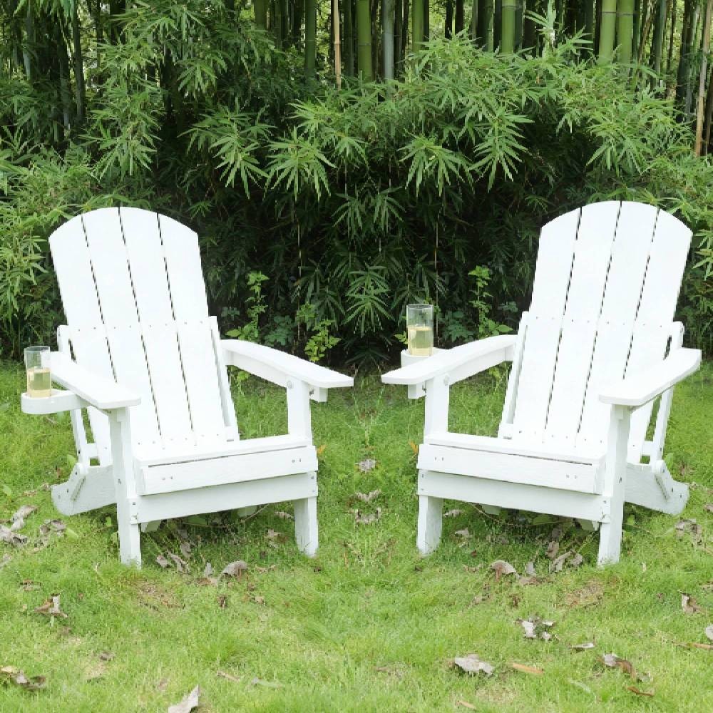 Foldable Patio Lounge Chair w/ Ottoman, Cup Holder & Adjustable Back