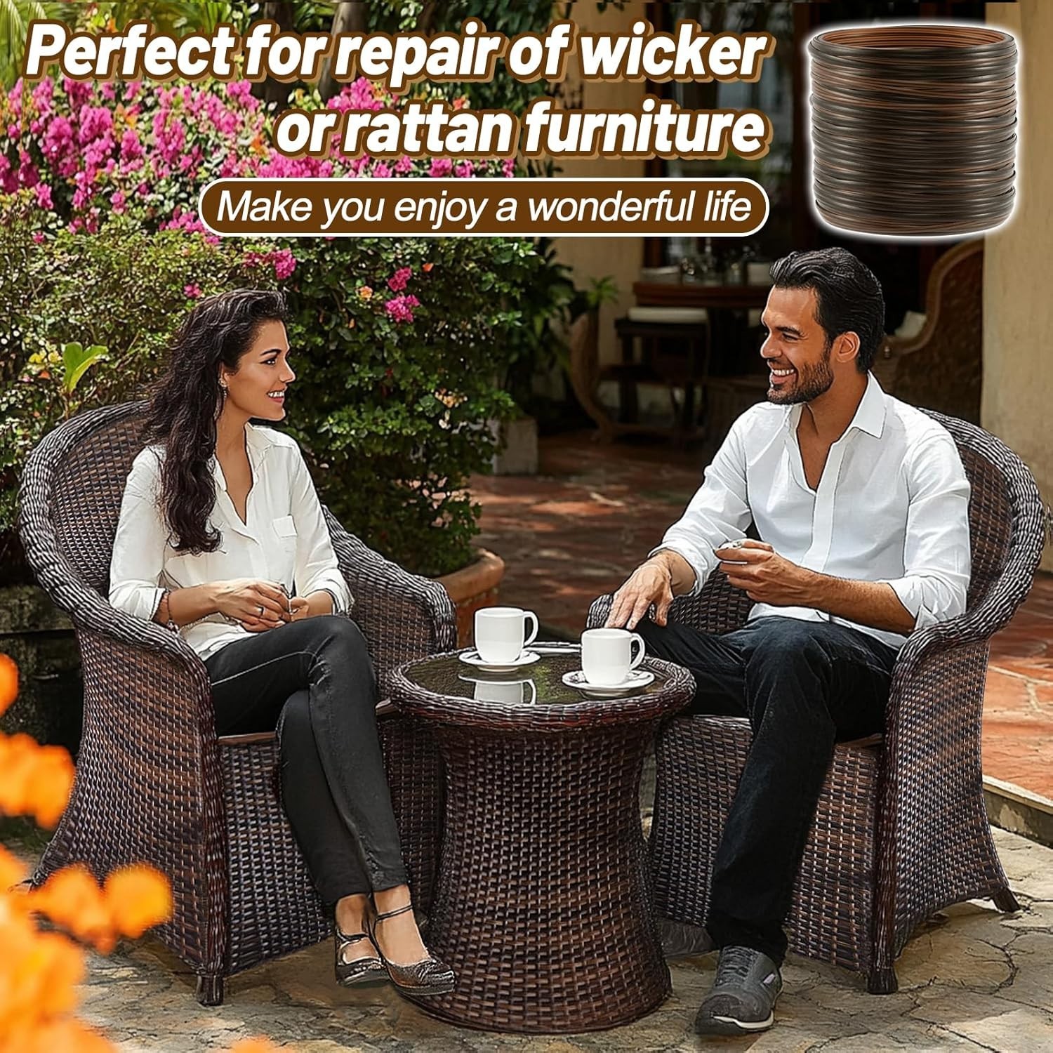 Brown Wicker Repair Kit – 459ft Rattan Weaving Supplies for DIY Furniture Repair