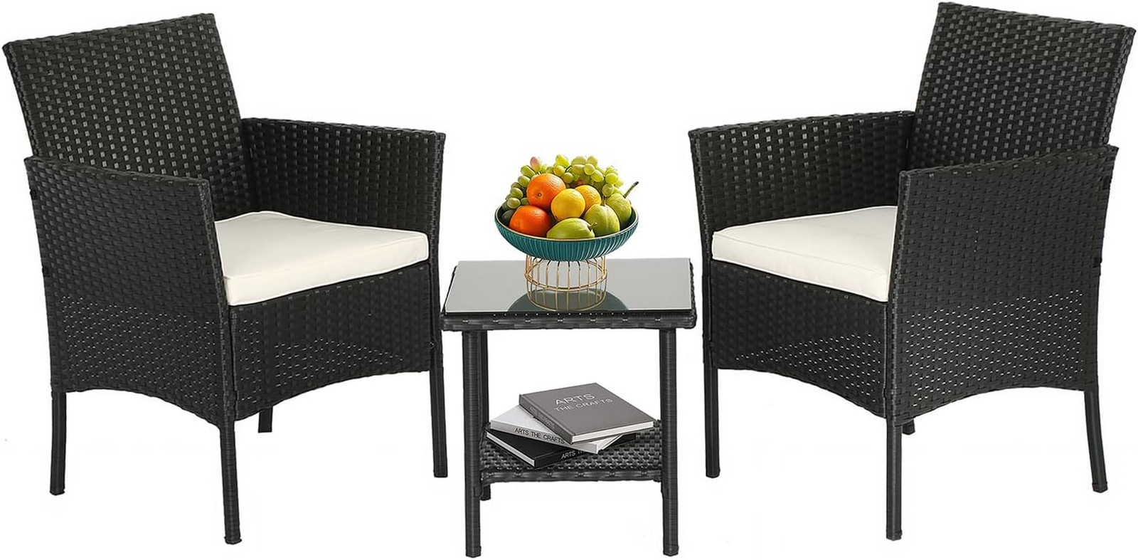 FDW Wicker Outdoor Furniture Patio Furniture Set of 3 Rattan Patio Chairs Outdoo