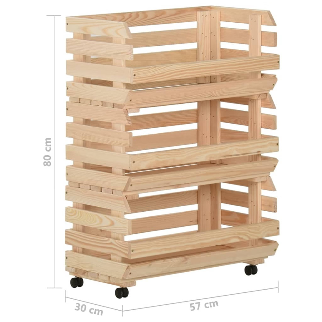 Vegetable Trolley 22.4″x11.8″x31.5″ Solid Wood Pine