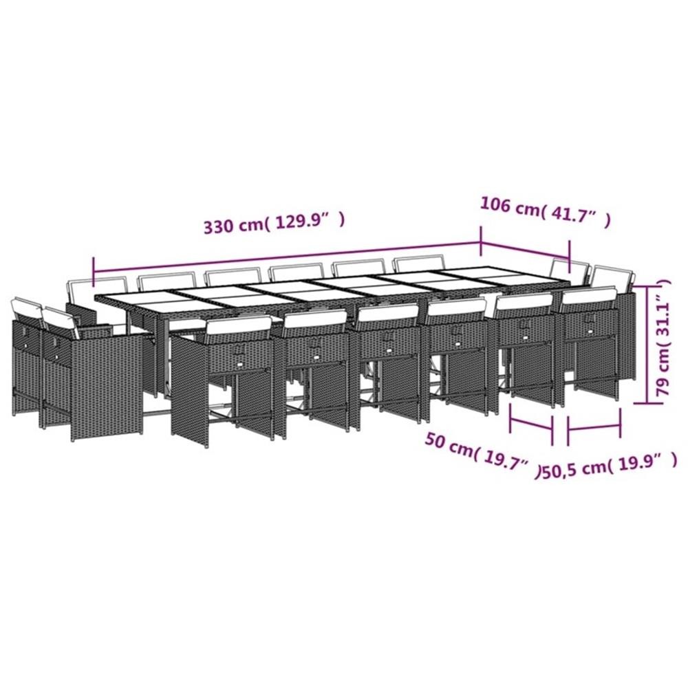 Bowery Hill 16 Piece Poly Rattan Patio Dining Set in Black/Cream White