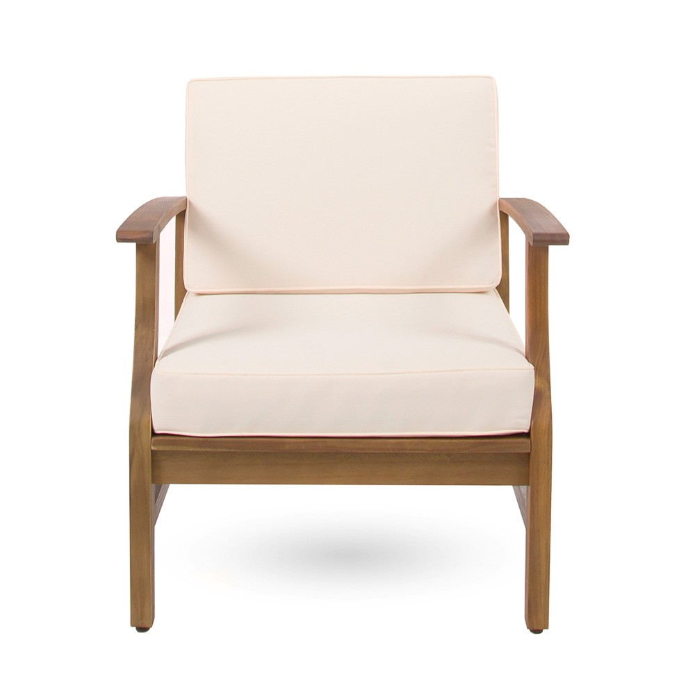 Acacia Wood Outdoor Indoor Club Chair 29″W – Slat Design Water-Resistant Classic