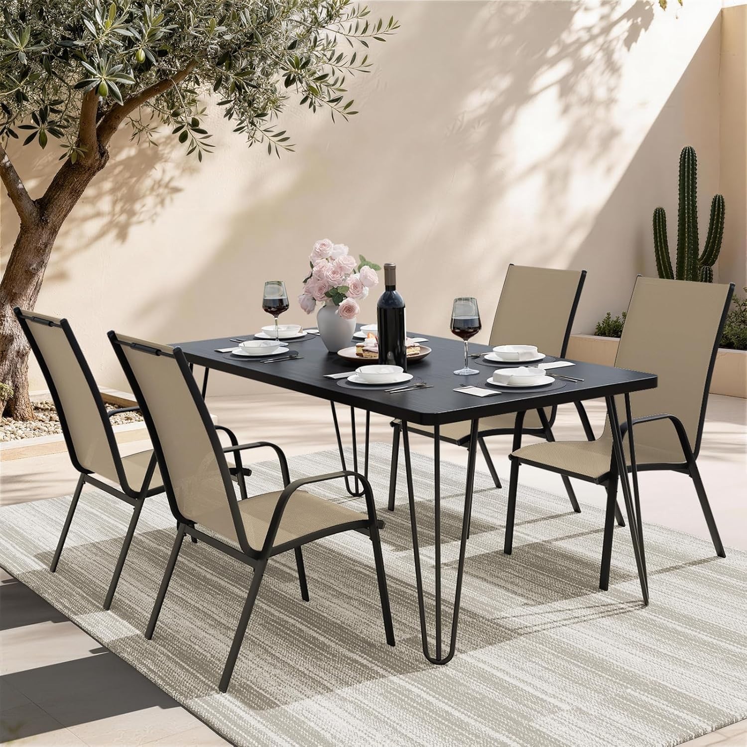 All-Weather Outdoor Dining Chairs Set of 4 – Stackable & Easy Assembly