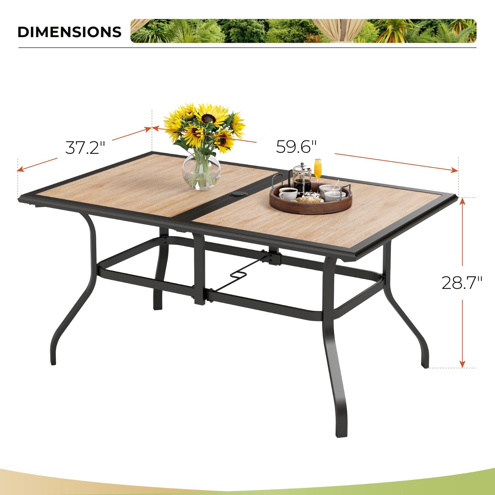 7 Piece Outdoor Dining Table Set High Back Patio Table Chairs for 6 Person