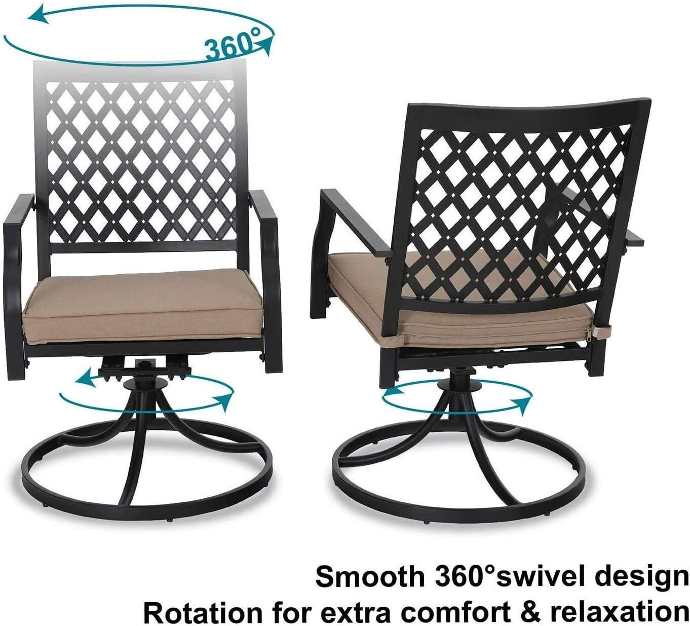 5-Piece Outdoor Patio Dining Set Swivel Chair Table Set with 1.57“ Umbrella Hole