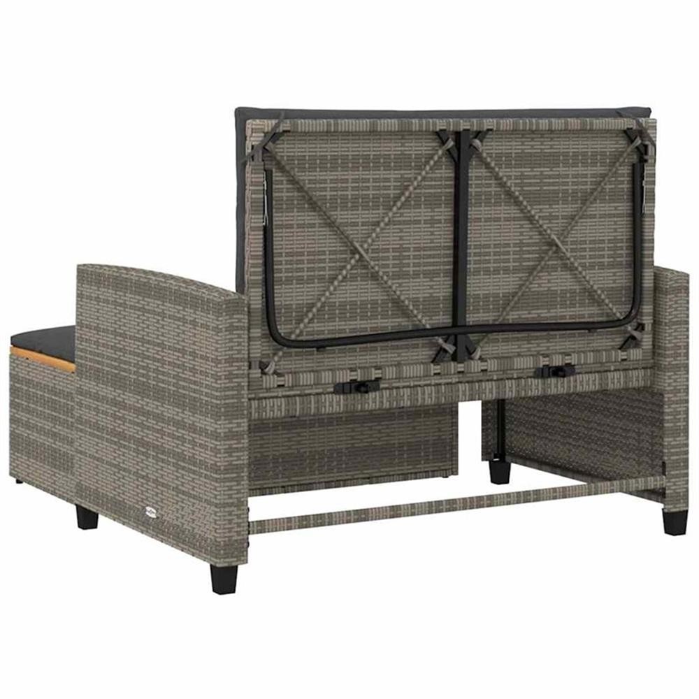 Bowery Hill Medium PE Wicker Acacia Wood & Powder-Coated Steel Garden Gray Sofa