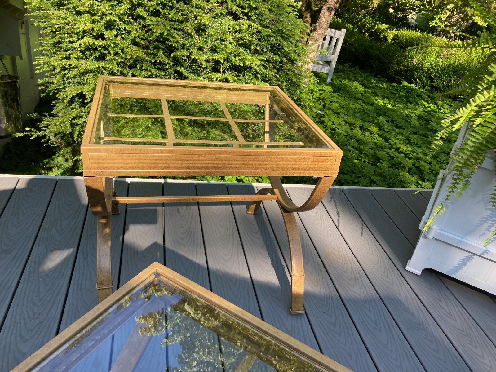3 RESTORATION HARDWARE INDOOR OUTDOOR STEEL GLASS PATIO DECK COFFEE & END TABLES